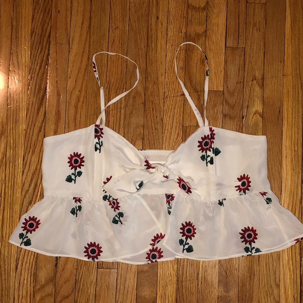 Stone cold Fox Quixote silk crop top in Lolita sz3